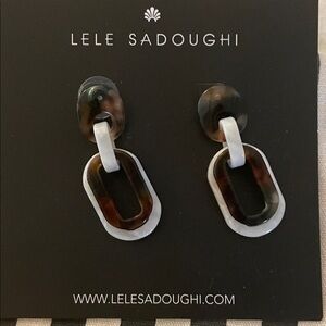 Lele Sadoughi Tortoise and White Link Earrings NWT